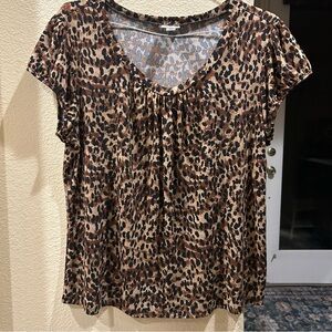 Worthington Brown Leopard Print Blouse